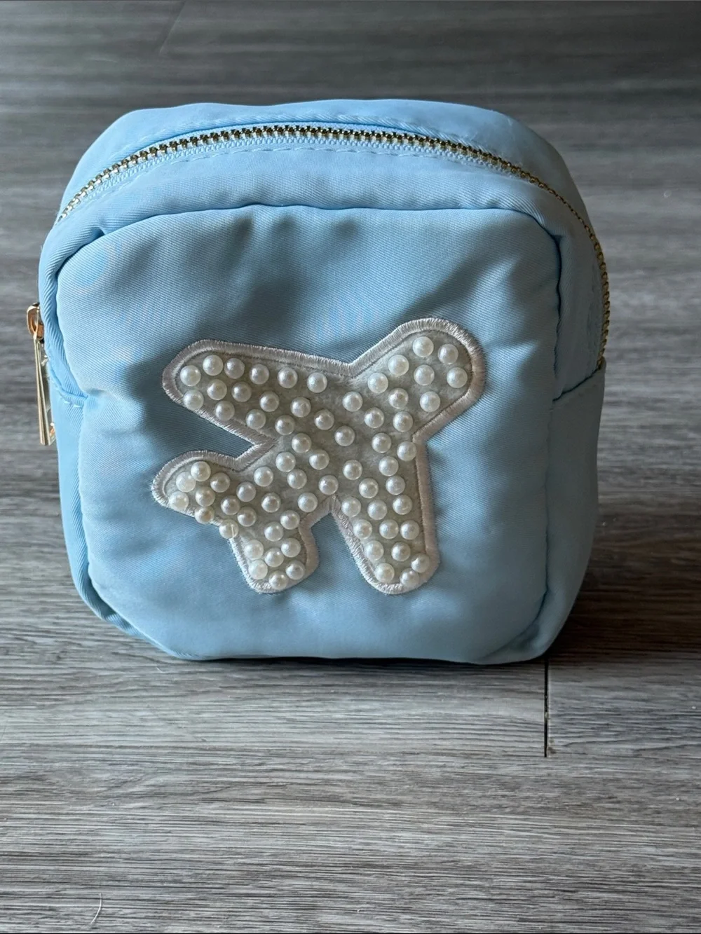 Airplane Mini Nylon Makeup Bag  Pearl Patch Pouch